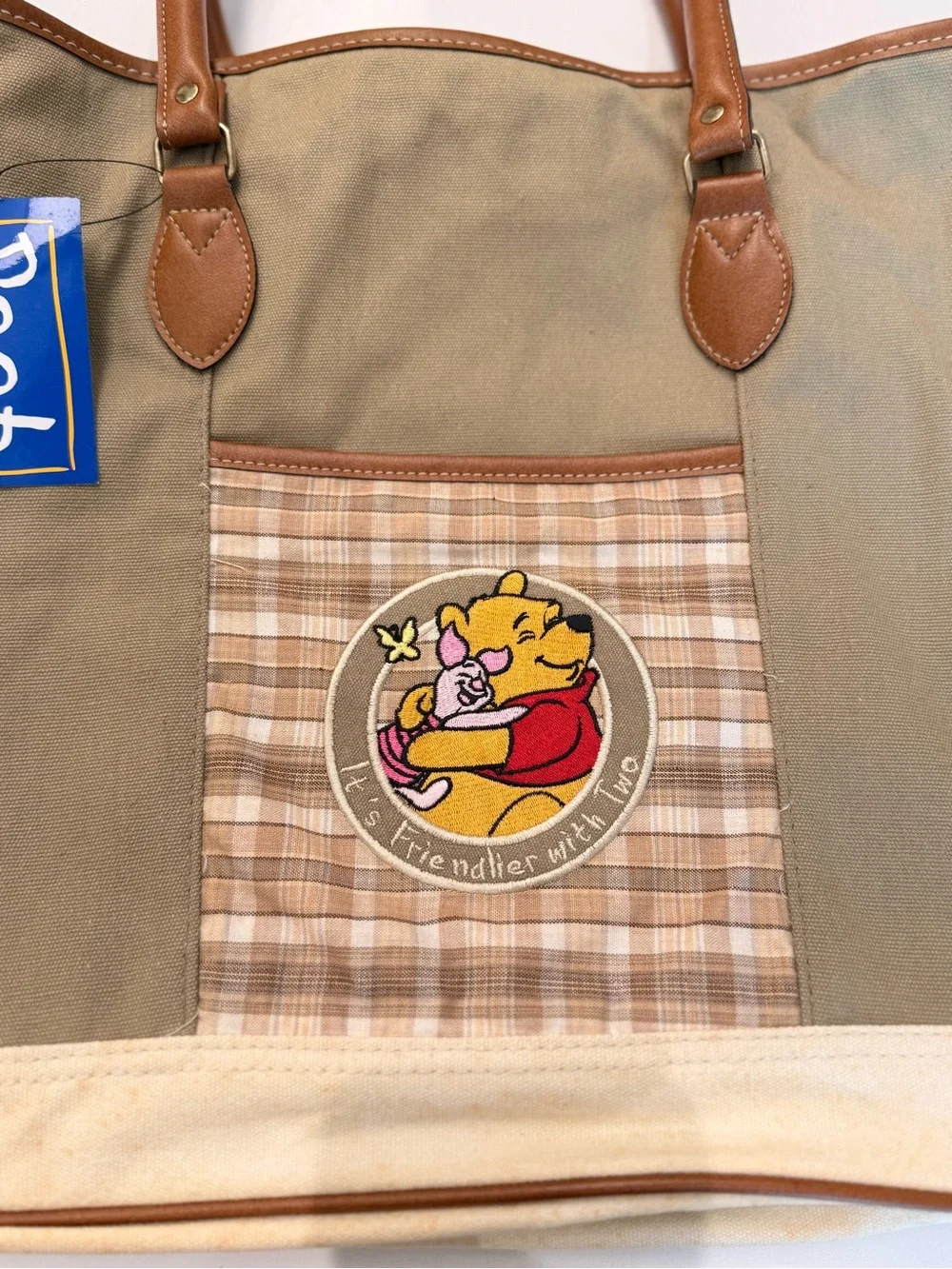 Disney RARE Winnie The Pooh Baby Diaper Bag Canvas Tote Large AS IS‎ Stained